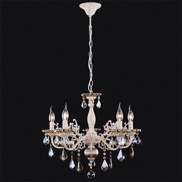 Подвесная люстра Eurosvet Elisha 3281/5 белый с золотом/тонированный хрусталь Strotskis - 3