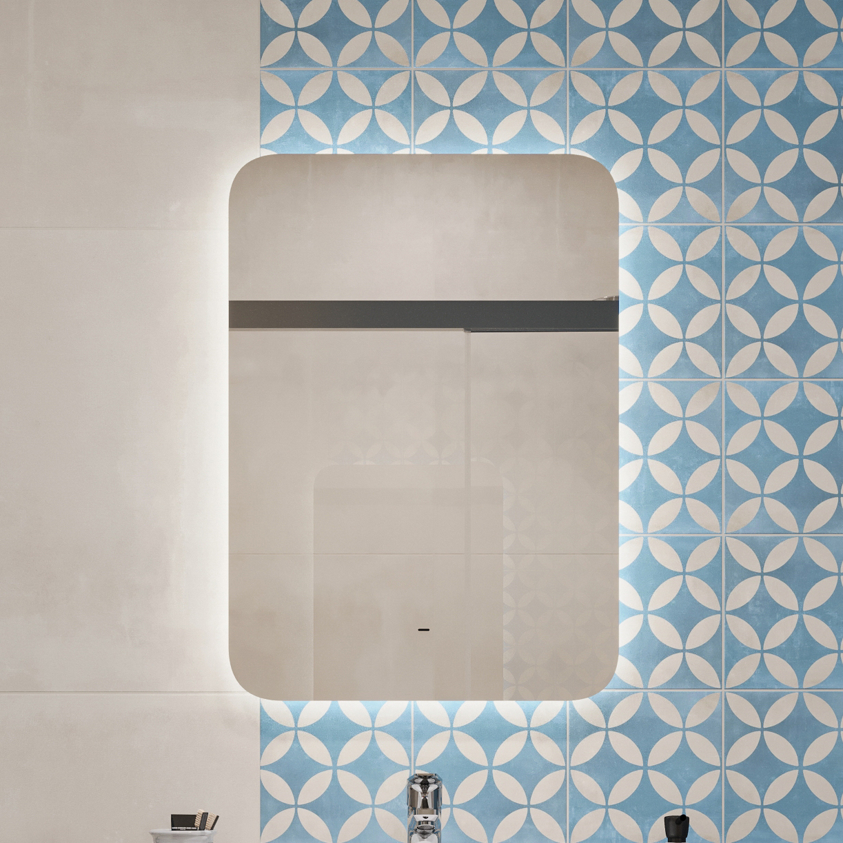 Зеркало DIWO Кострома 50 с подсветкой, прямоугольное, настенное, белое ЗЛП1718 - 0