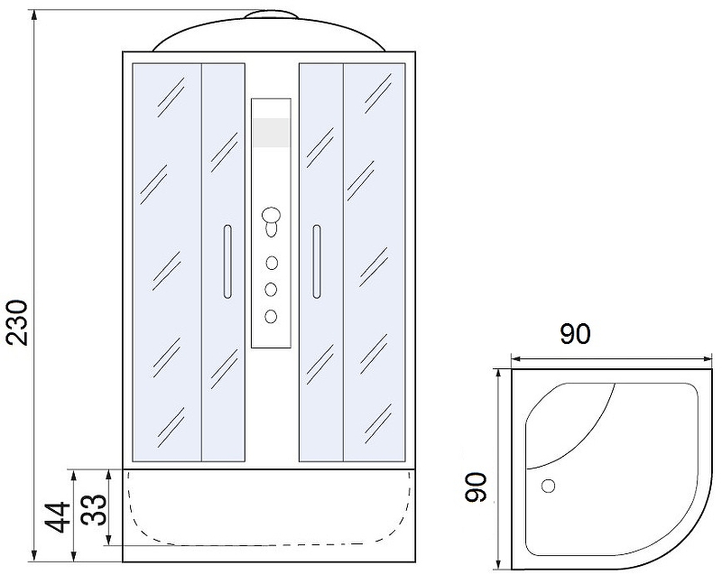 Душевая кабина с поддоном River Desna XL 90/44 TH  10000006150 - 16