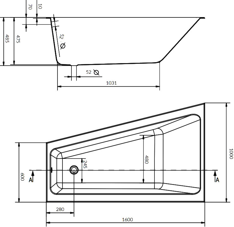 Акриловая ванна Cersanit Crea WA-CREA*160-L левая P-WA-CREA*160-LNL - 3