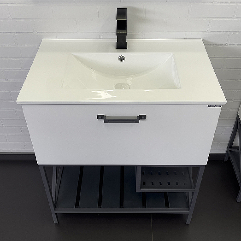 Тумба с раковиной Comforty Бредфорд 75 белый графит 00-00013442 - 1