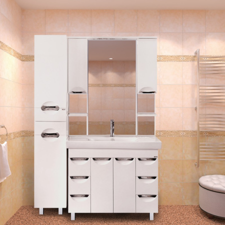 Тумба с раковиной Misty София 100 белая глянцевая СО000003816 - 1