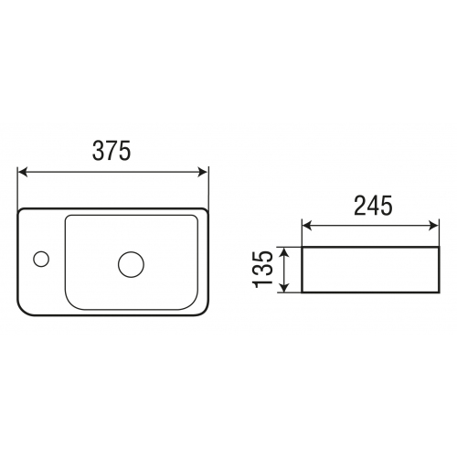 Раковина подвесная Weltwasser WW AISBACH 10100 L 37.5 белый  10000004590 - 1