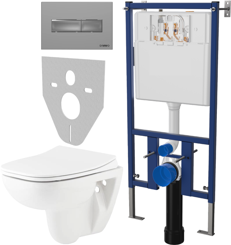 Комплект Унитаз подвесной Seramiksan Petite A101002H с микролифтом + Система инсталляции для унитазов DIWO 4501 + Кнопка смыва DIWO 7321 хром матовый 577767 - 0