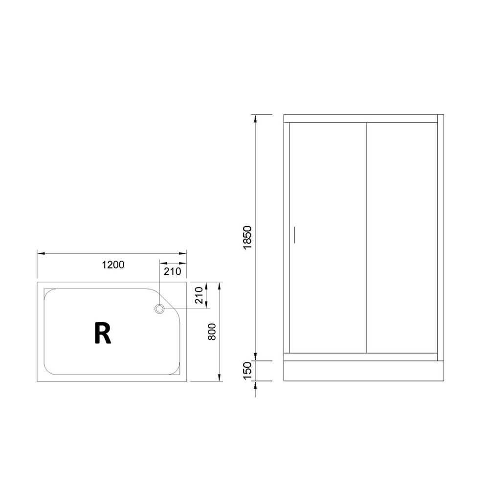Душевой уголок Royal Bath HP 120х80 R профиль черный стекло матовое RB8120HP-C-BL-R - 3