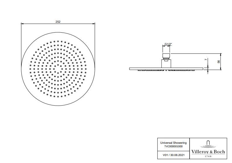 Верхний душ Villeroy & Boch Universal черный, матовый  TVC000001000K5 - 2