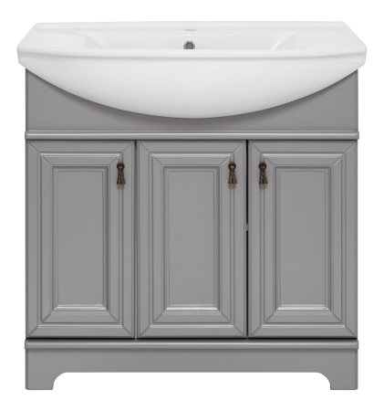 Тумба с раковиной Misty Лувр 85 серая глянцевая УТ000014314 - 0