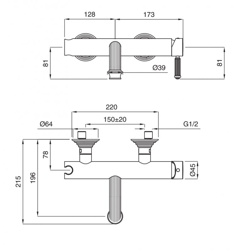 Смеситель для ванны Cezares Aphrodite  APHRODITE-VDM-02-Bi - 3