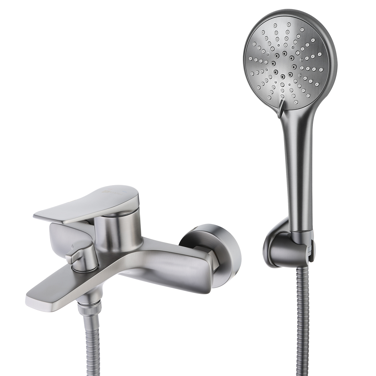 Смеситель Lemark Bronx LM3714GM для ванны с коротким изливом, дивертор с кер. пласт., с аксессуарами - 0