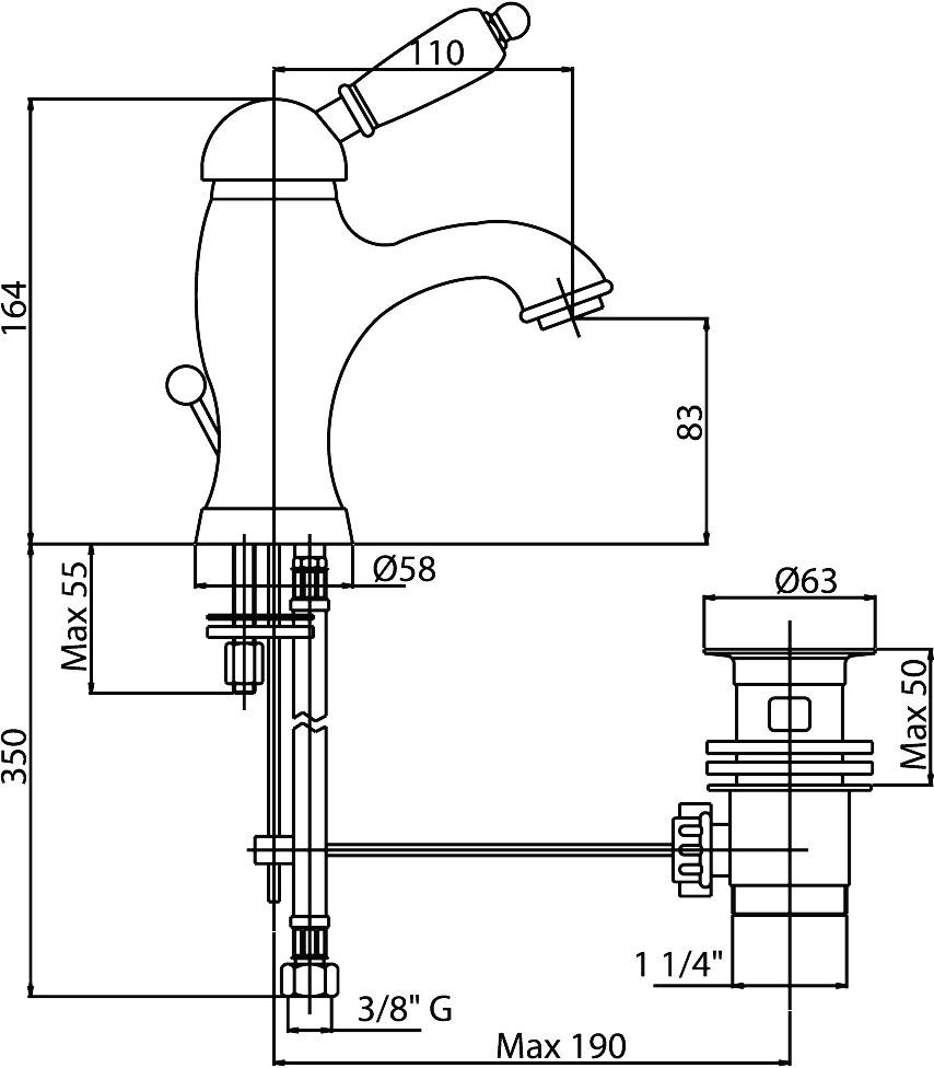 Смеситель Cezares Elite ELITE-LSM1-01-Bi для раковины - 1