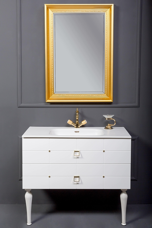 Тумба под раковину Armadi Art Vallessi Avangarde Piazza 80 белый - золото 841-080-WG - 2