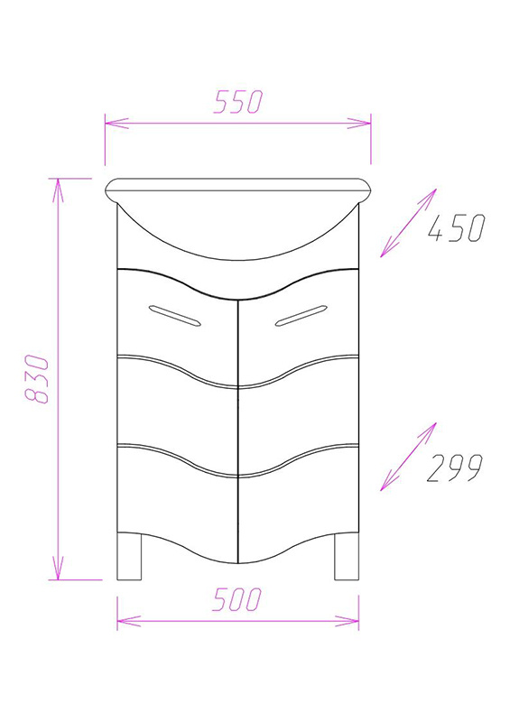 Тумба под раковину Onika Лайн 55 белый 105524 - 2