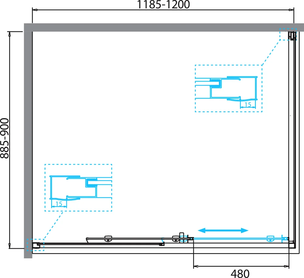 Душевой уголок BelBagno Due 120x90 профиль хром стекло прозрачное DUE-AH-1-120/90-C-CR - 3