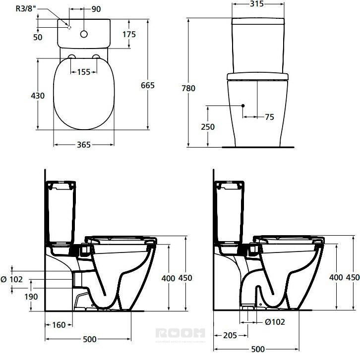 Унитаз напольный Ideal Standard Connect Air с крышкой, белый (E781801) - 2