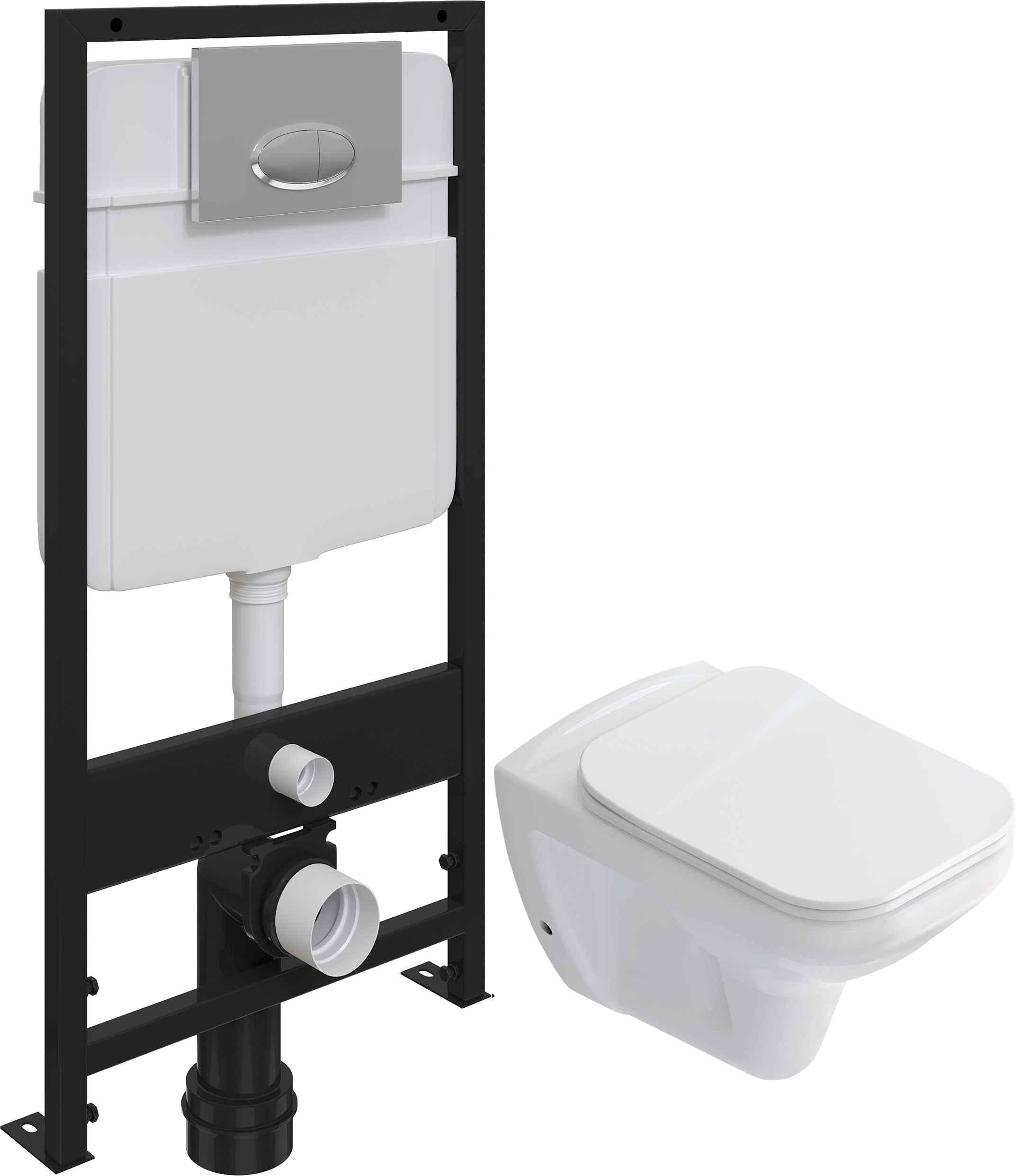 Комплект Унитаз подвесной STWORKI Дублин SETK3504-0605 с микролифтом + Система инсталляции для унитазов EWRIKA ProLT 0026-2020 с кнопкой смыва 0051 хром 559917 - 0