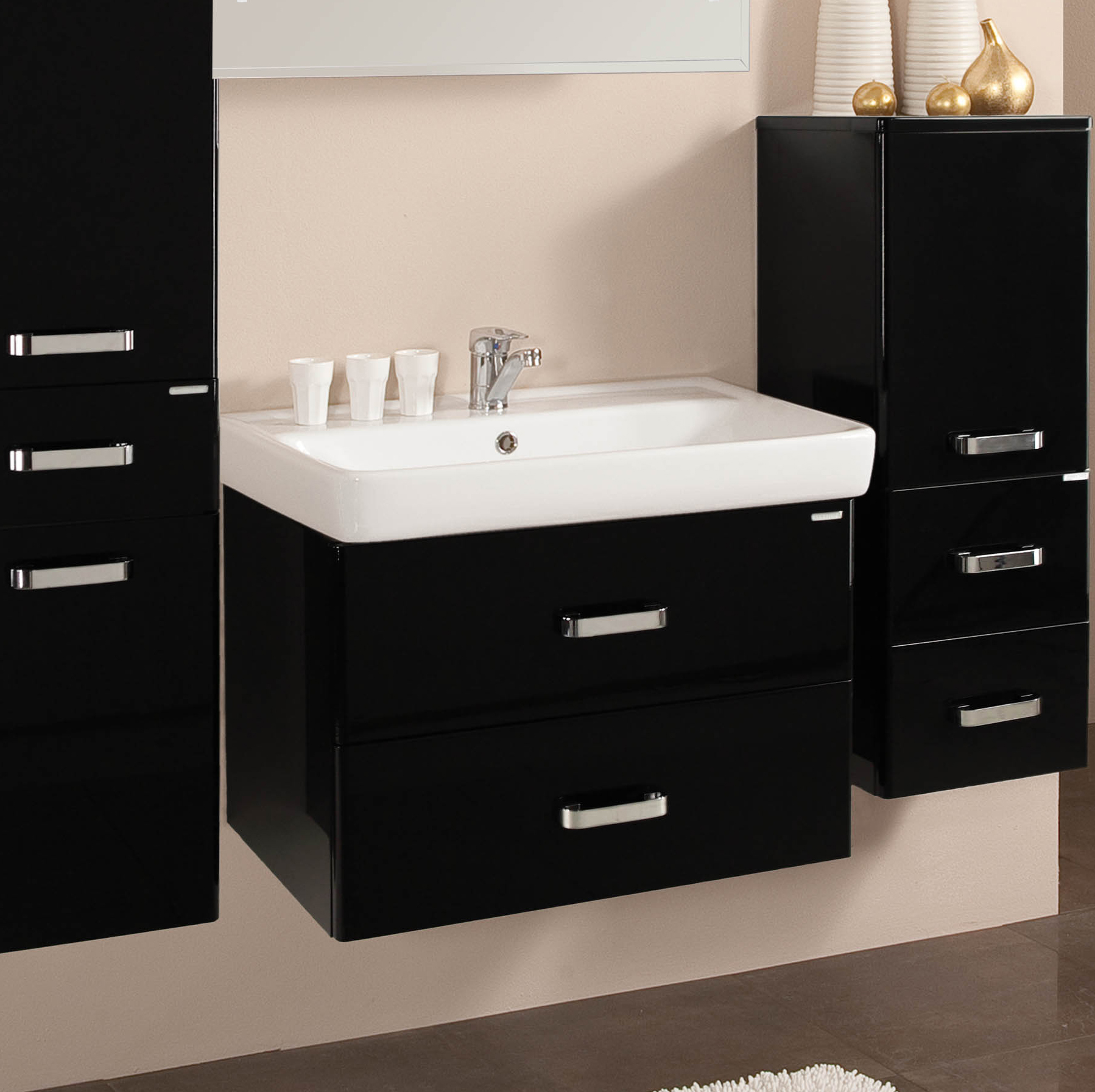 Тумба с раковиной Акватон Америна 80 чёрная - 0