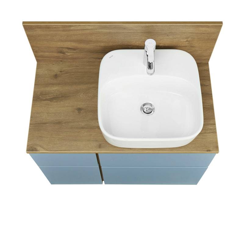 Тумба с раковиной Одри 42 и столешницей Aquaton Мишель 80 светлое дерево-голубой 1A2568K0MIDR0 - 1