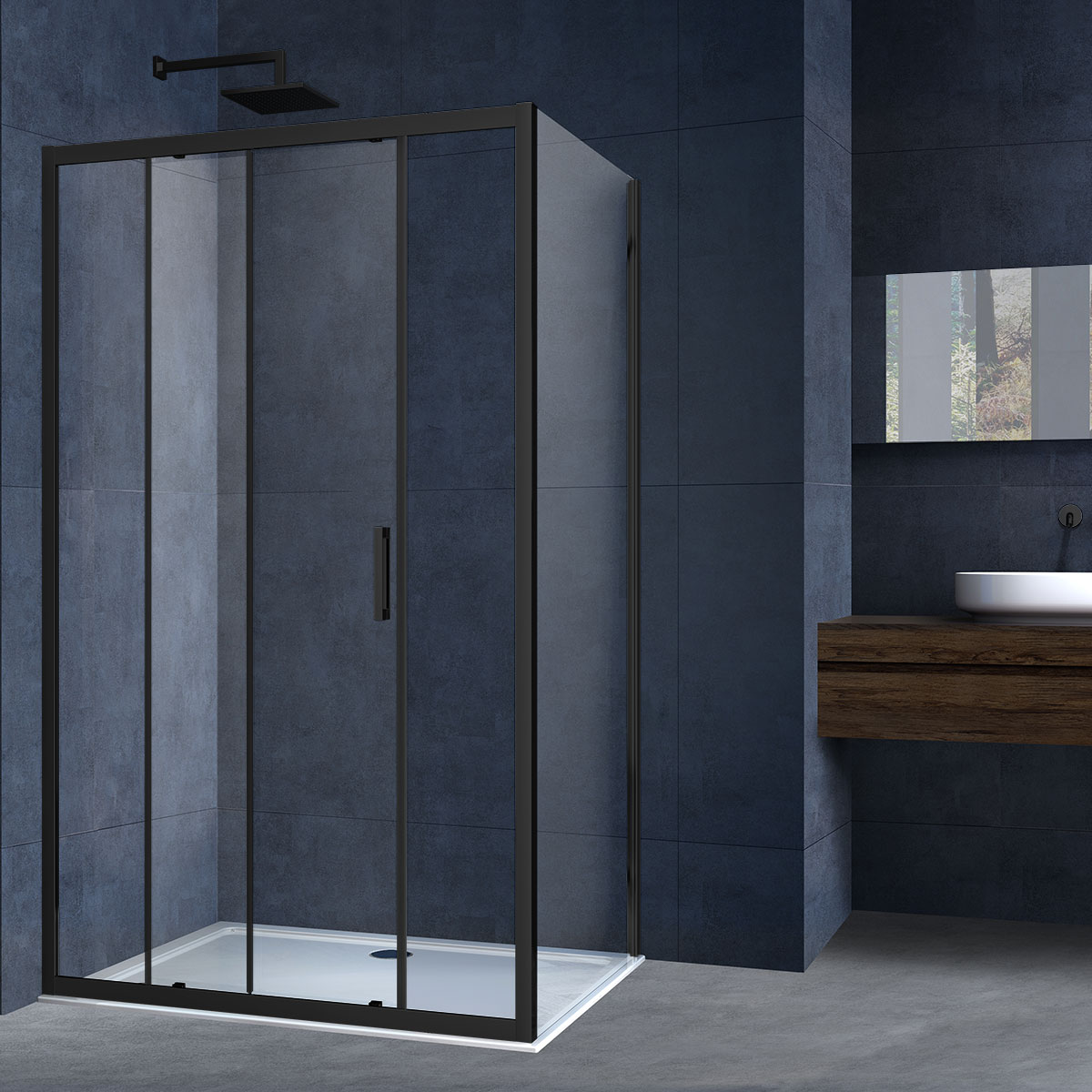 Душевой уголок Vincea Alpha 120х90 профиль черный стекло прозрачное  VSR-3AL9012CLB - 0