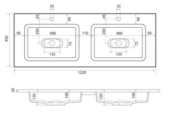 Раковина встраиваемая Stella Polar Modul 65 белый 4627173210423 - 3