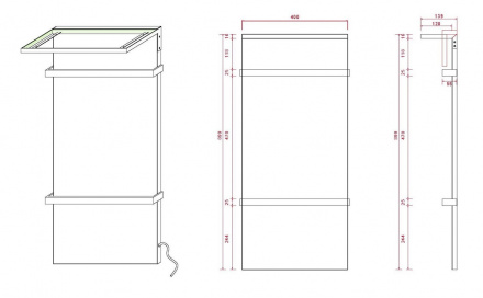 Полотенцесушитель электрический Black&White Moon 90х40 белый матовый 388WM - 5