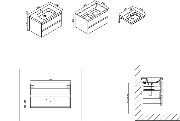 Тумба под раковину Vincea Luka 80 серое дерево VMC-1L800NW - 1
