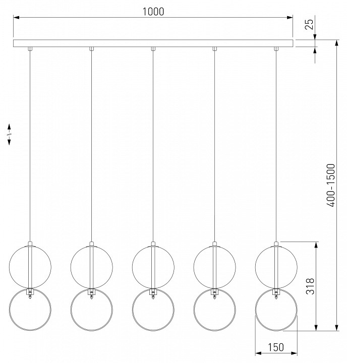 Подвесной светильник Eurosvet Selisa 50092/5 хром/дымчатый - 2