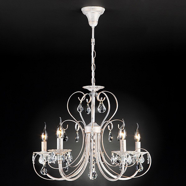 Подвесная люстра Eurosvet Alda 3305/5 белый с золотом/прозрачный хрусталь Strotskis - 4