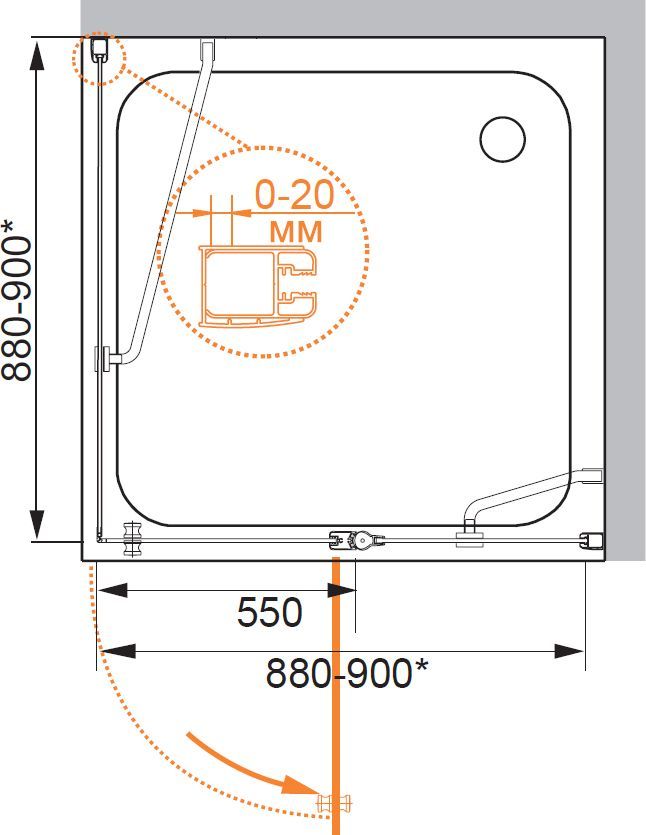 Душевой уголок Cezares Elena A12 90 P Cr R ELENA-W-A-12-90-P-Cr-R - 6