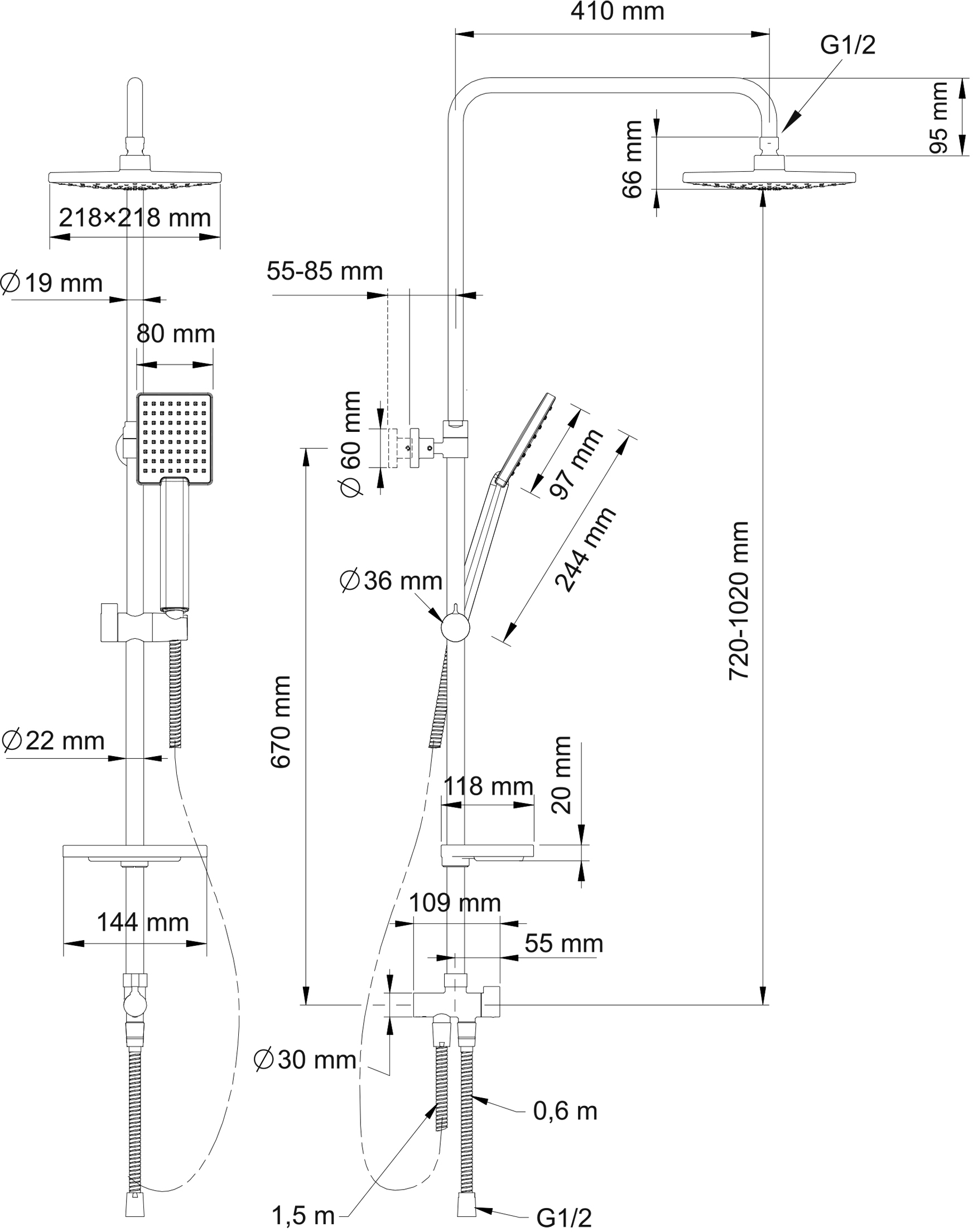 Душевая стойка Swedbe Calypso хром  5065 - 9