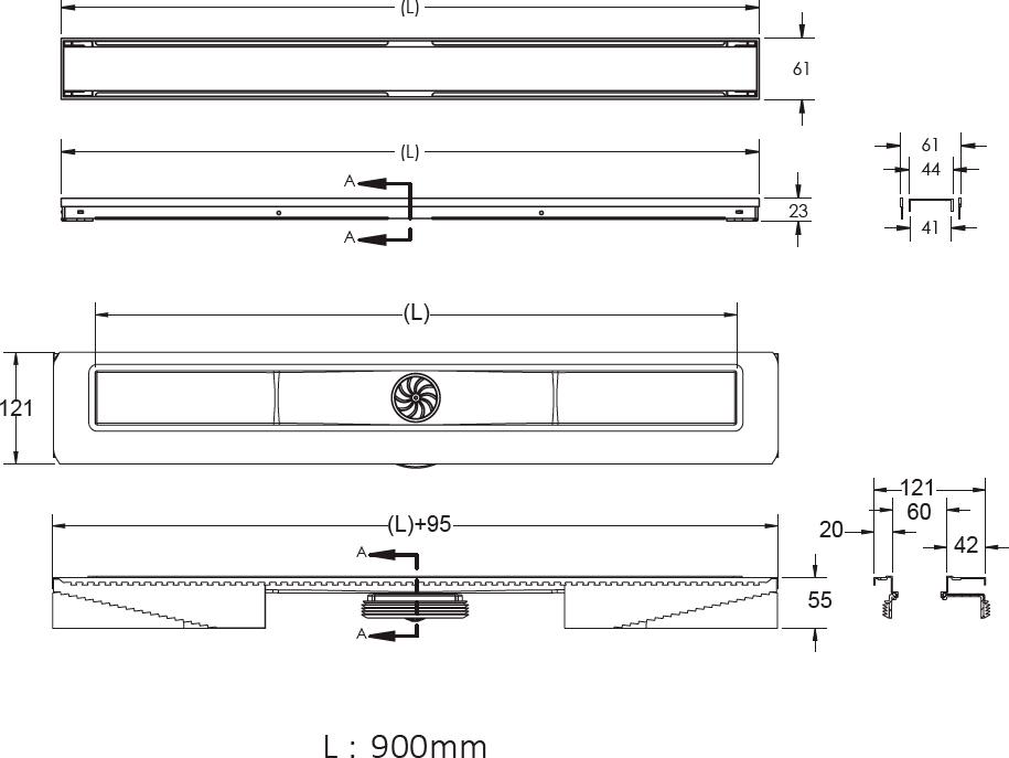 Душевой лоток Berges B1 Keramik 90 золото глянцевое 092020 - 1