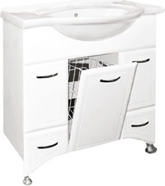 Тумба с раковиной Misty Дрея 85 2 ящика с бельевой корзиной - 1