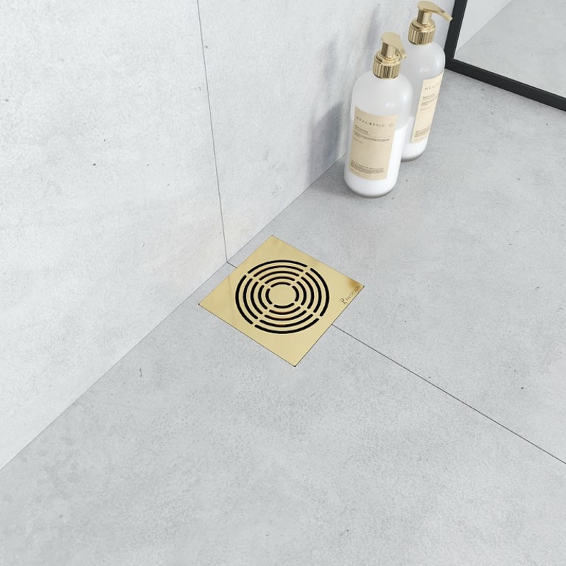 Душевой трап Armadi Art Smart Design 15х15 с решеткой золото 984-15-G - 2