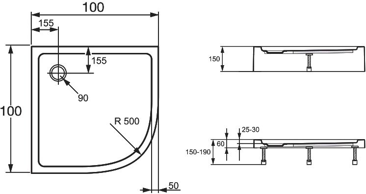 Поддон для душа Agger A01 100TCR/T 100х100 A01-100TCR/T - 3
