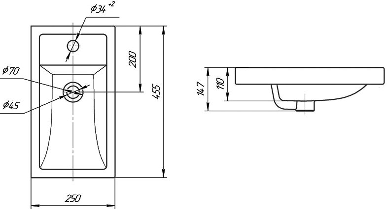 Мебельная раковина Бриклаер Kirovit Фостер 45 4640021065907 - 3