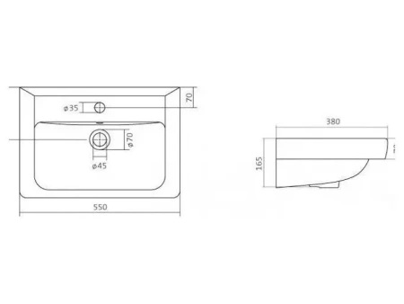Тумба с раковиной Misty Элен 55 белая глянцевая УТ000012105 - 2