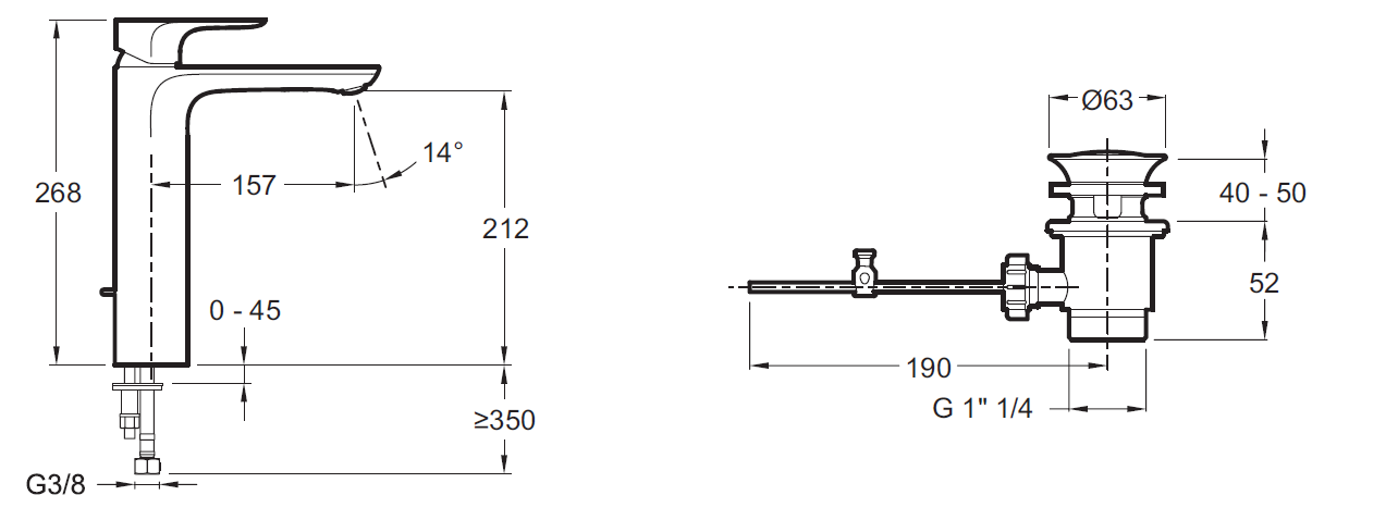 Смеситель Jacob Delafon Aleo E72298-4-CP для раковины - 1
