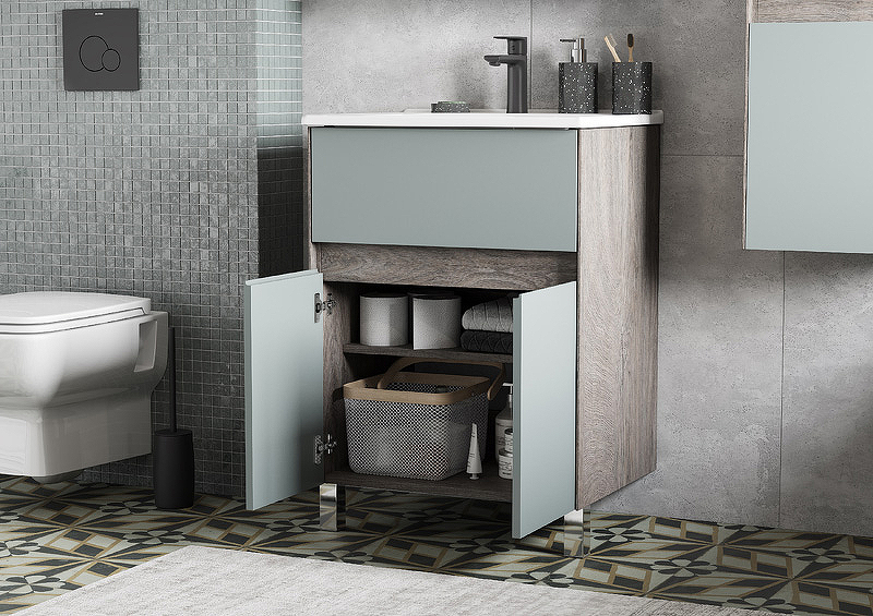 Тумба с раковиной Aquaton Форест 60 зеленый-темное дерево 1A2782K0FR9C0 - 5