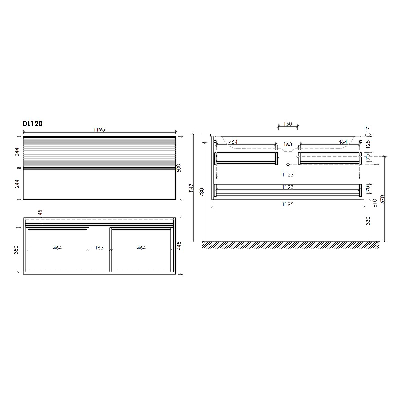 Тумба под раковину Sancos Delta 119х44 серая - светлое дерево DL120GR - 3