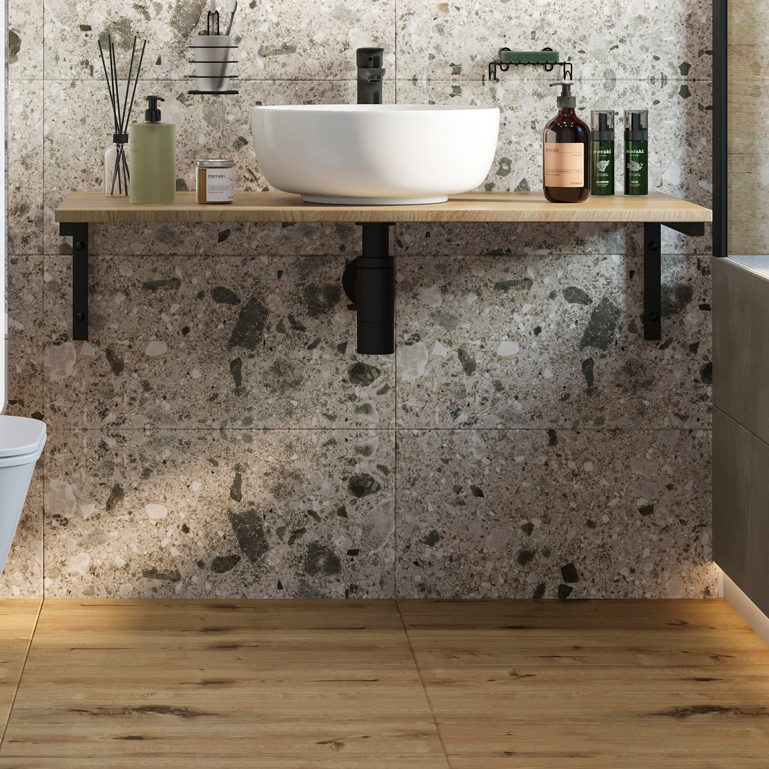 Столешница с раковиной DIWO Элиста 100 светлое дерево, с раковиной Moduo 40 RING 555256 - 0