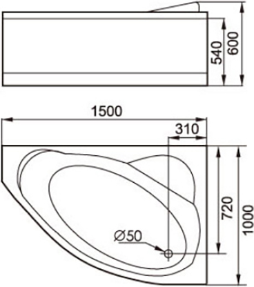 Акриловая ванна Gemy 150x100 с гидромассажем  G9009 B R - 3