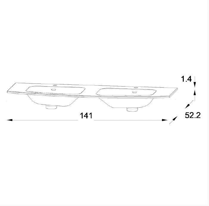 EB1883RU-00 Nona раковина из гелькоата,  глянцевый белый, 140 см, 2 раковины - 1