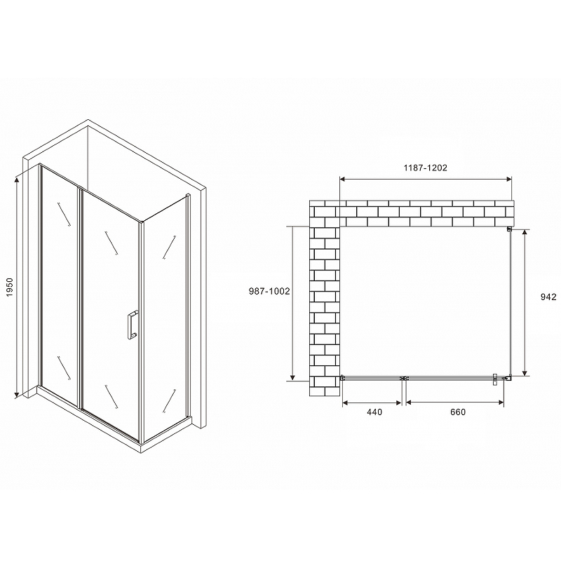 Душевой уголок Abber Sonnenstrand 120х100 хром стекло матовое AG04120MS-S100M - 1