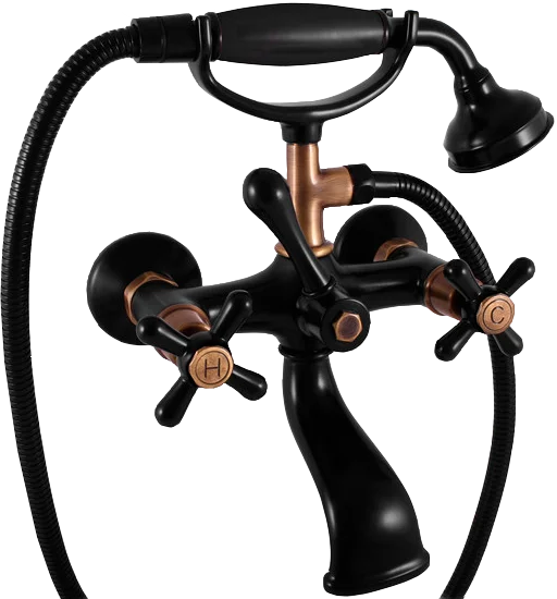 Смеситель для ванны с душем Rav Slezak Morava retro черный матовый - бронза MK159.5/2CMATSM - 0