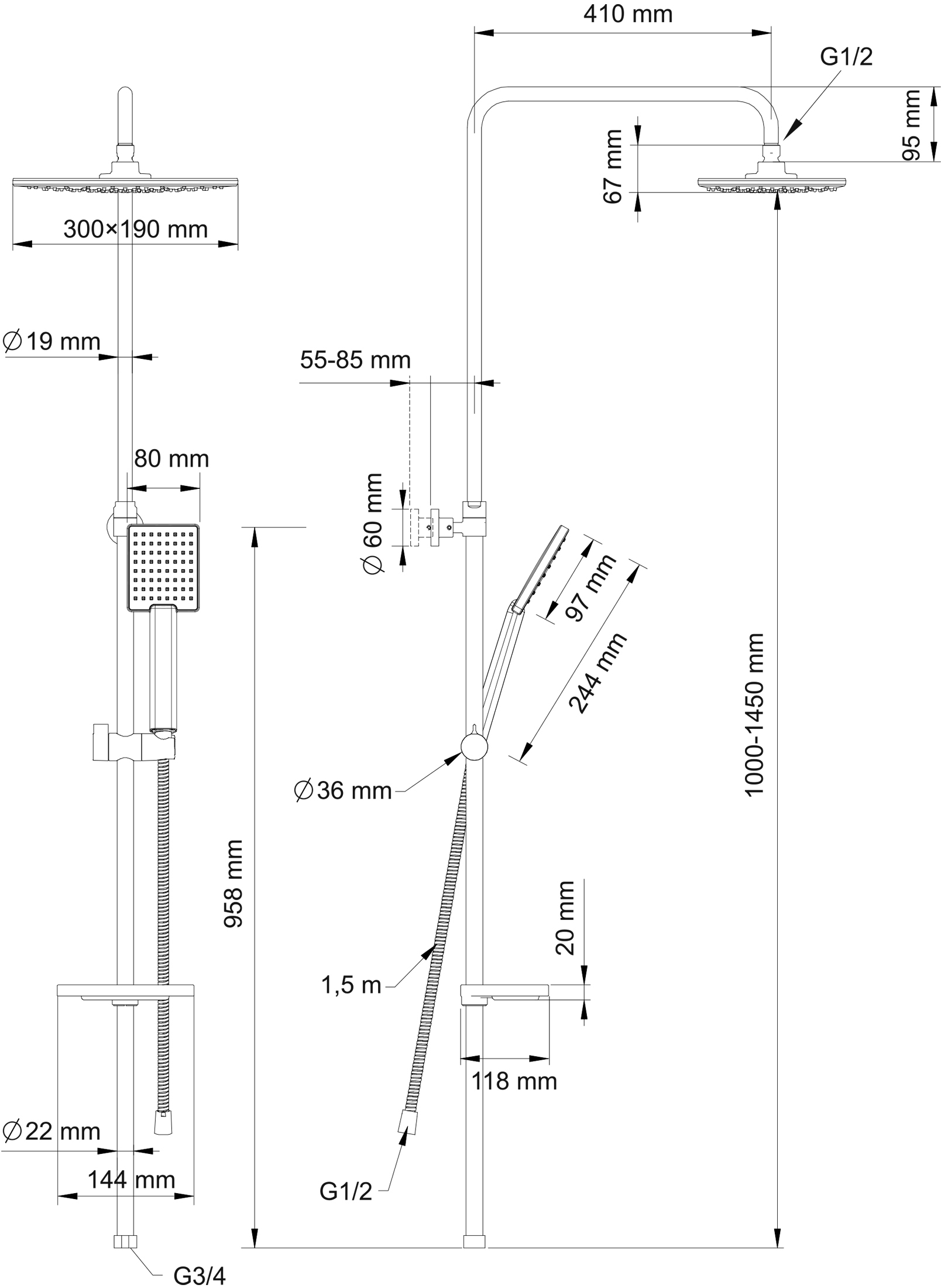 Душевая стойка Swedbe Calypso хром  5068 - 9