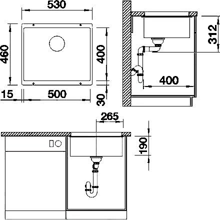 Мойка кухонная Blanco Subline 500-U жасмин 523437 - 1