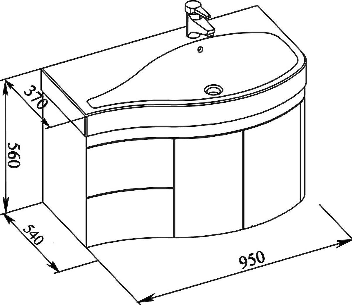 Тумба с раковиной Aquanet Сопрано 2-95 белая R - 9