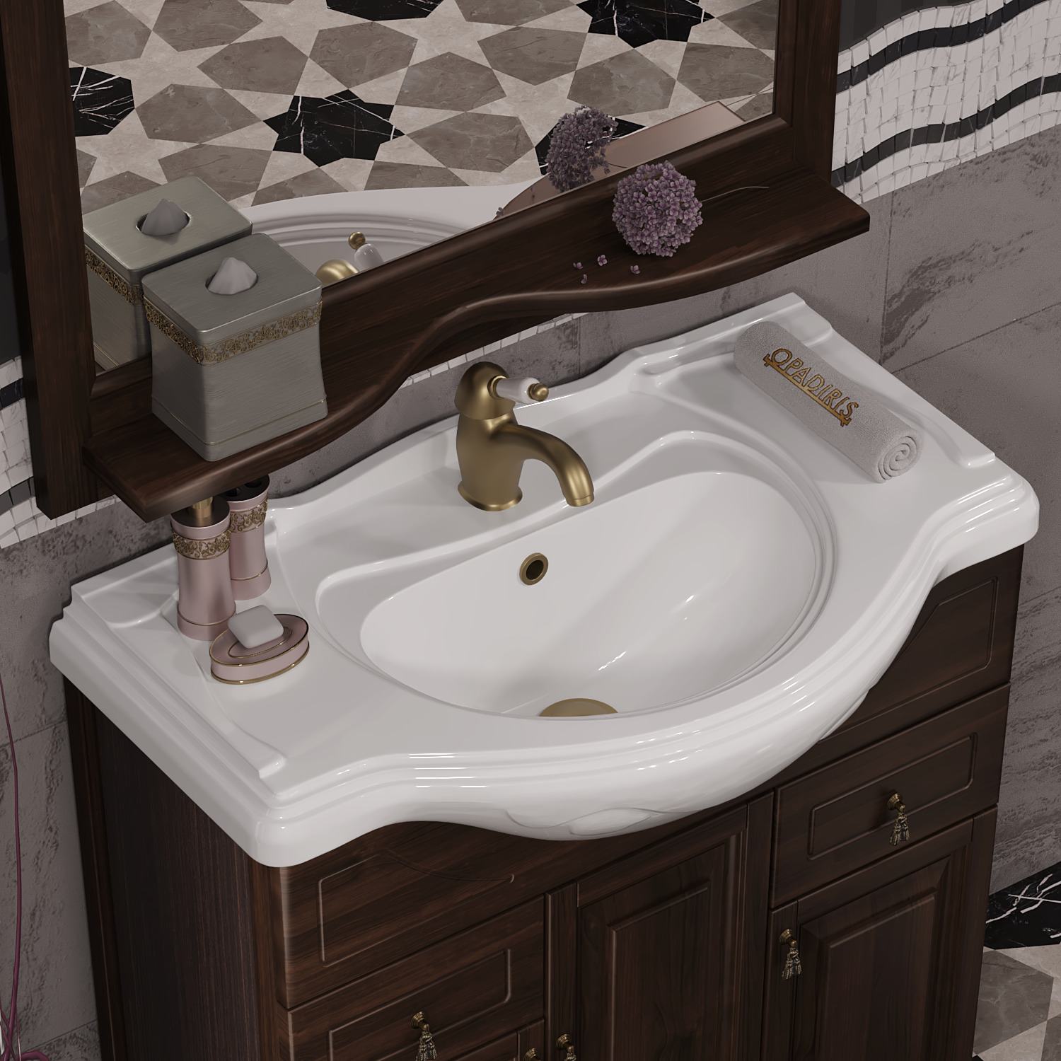 Тумба с раковиной Opadiris Тибет 85 с декоративной решеткой, нагал - 5