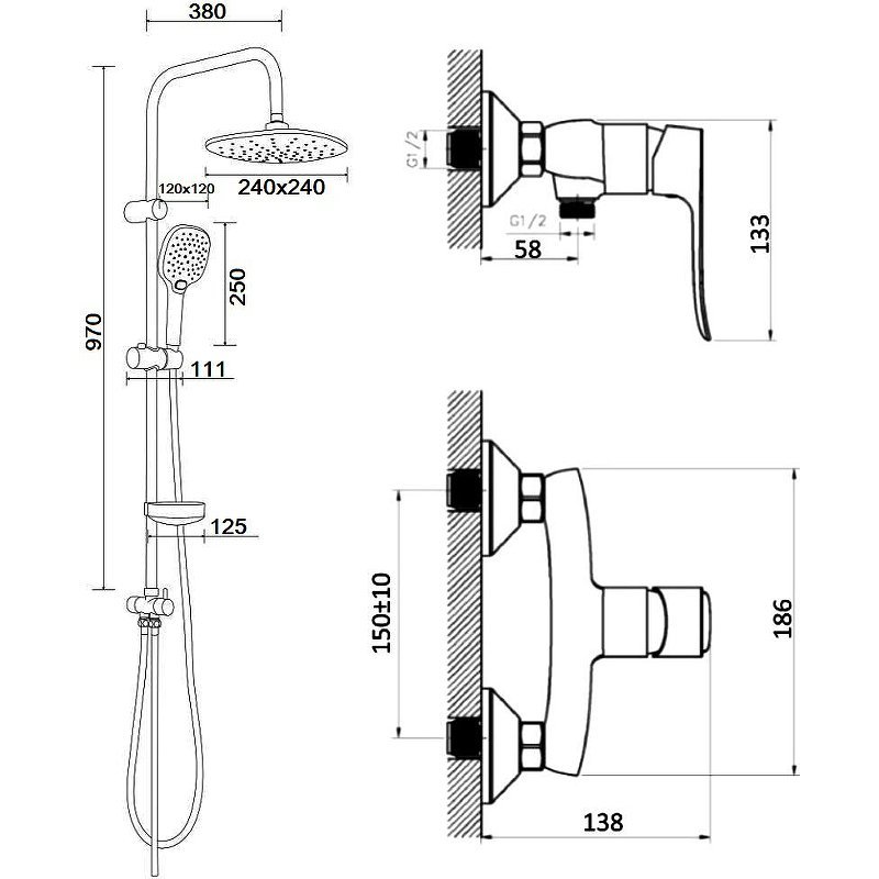 Душевая система Agger хром глянцевый A2595200 - 3