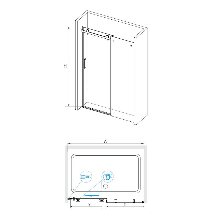 Душевая дверь 170*195 RGW TO-14B Чёрный/Прозрачное/8 мм (Easy) 02071417-14 - 1
