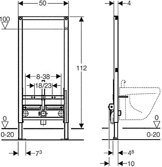 Комплект  Биде подвесное STWORKI Ноттвиль K3106-2605 + Система инсталляции для биде Geberit Duofix 111.520.00.1 561185 - 4